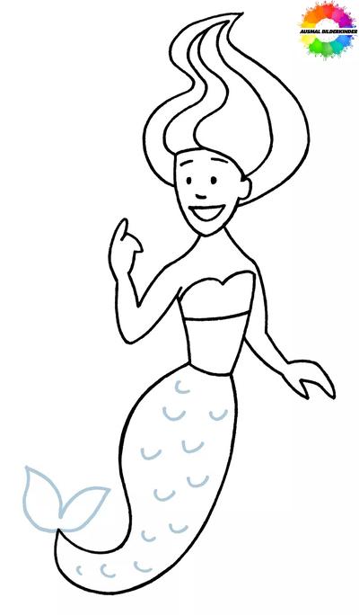Wie zeichnet man eine Meerjungfrau – Schritt 9