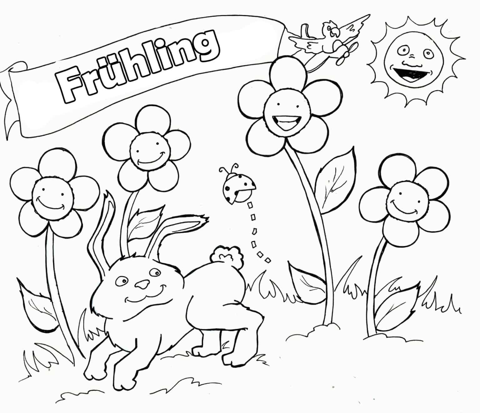 Frühling ausmalbilder - Gratis zum ausdrucken für kinder