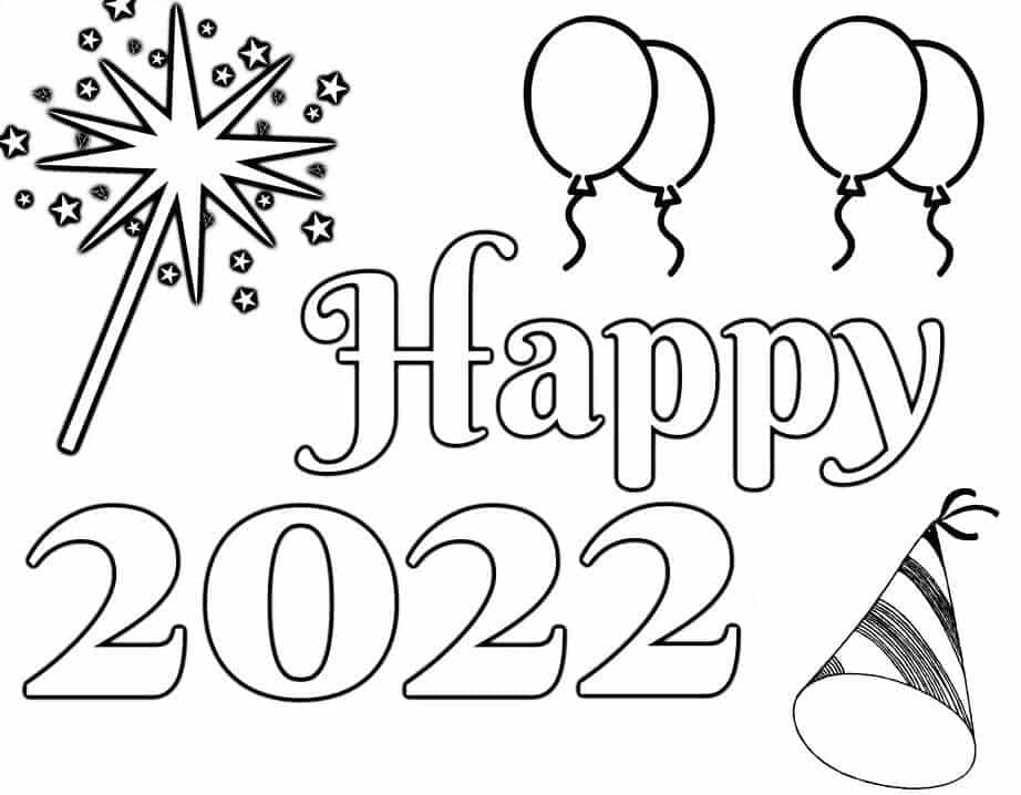 Ausmalbilder Frohes neues Jahr 2022 02
