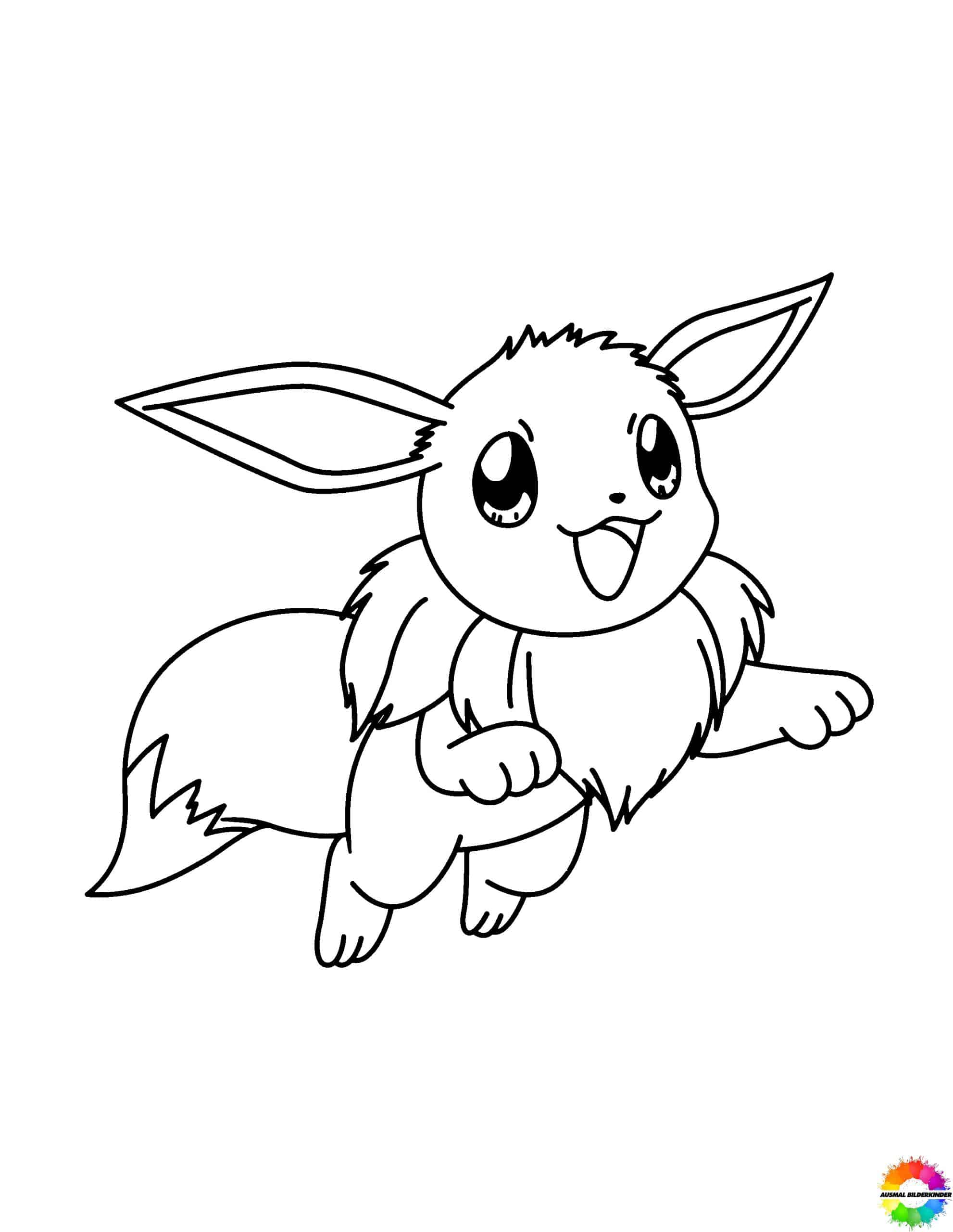 pokemon eevee evoluzioni da colorare - 4 Pokemon Eevee pagine da colorare belle e carine per i bambini
