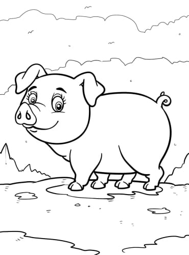 Cute pig coloring pages for kids to color