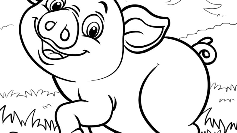 Cute pig coloring pages for kids to color