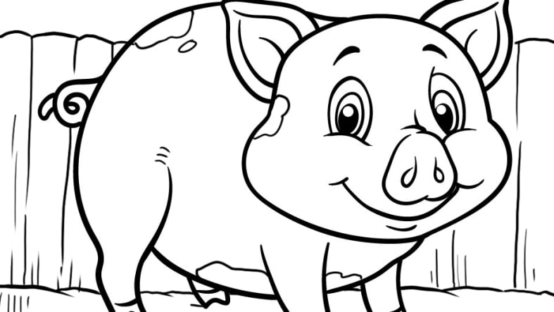 Cute pig coloring pages for kids to color