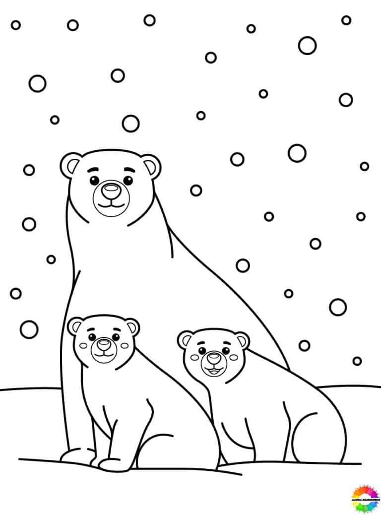Polar bear coloring pages - Free to print for kids to color