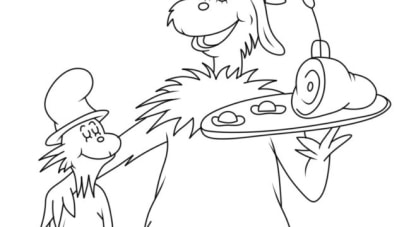 Green eggs and ham coloring pages - free printable ones