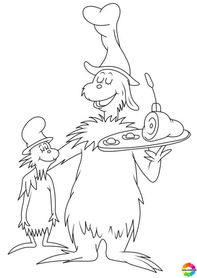 Green eggs and ham coloring pages - free printable ones