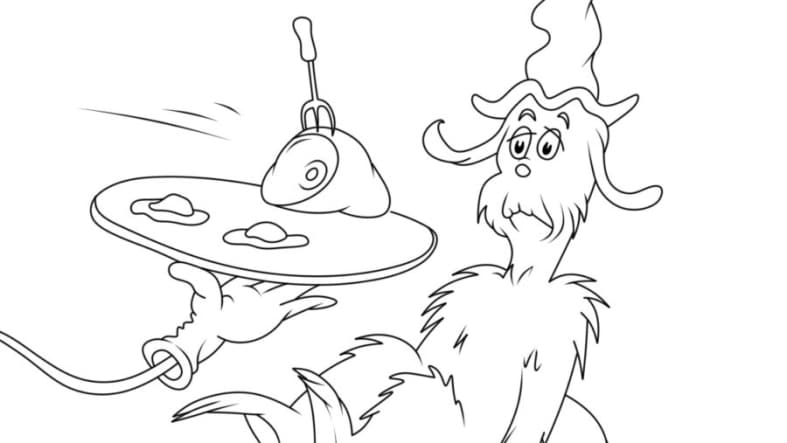 Green eggs and ham coloring pages - free printable ones