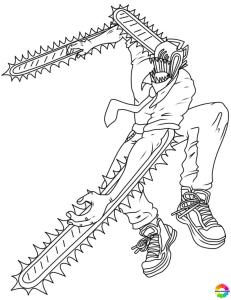 21+ Chainsaw Man Free coloring pages for kids to color