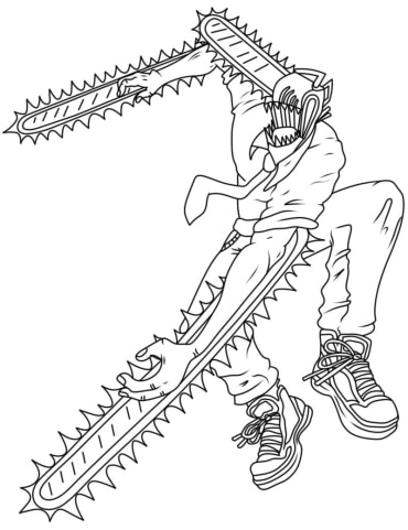 21+ Chainsaw Man Free coloring pages for kids to color