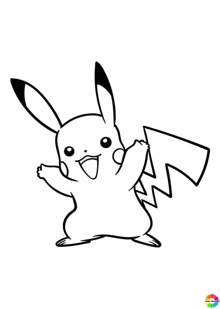 Pikachu Free coloring pages to print for kids, fans