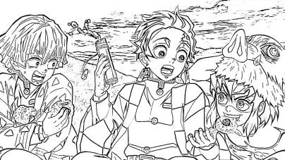 inosuke demon slayer Coloring Page - Anime Coloring Pages