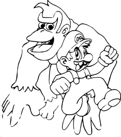 mario vs donkey kong coloring pages