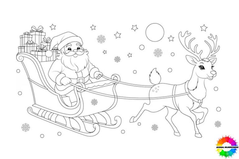  25+ Weihnachtsmann Schlitten ausmalbilder für kinder kostenlose Motiv 